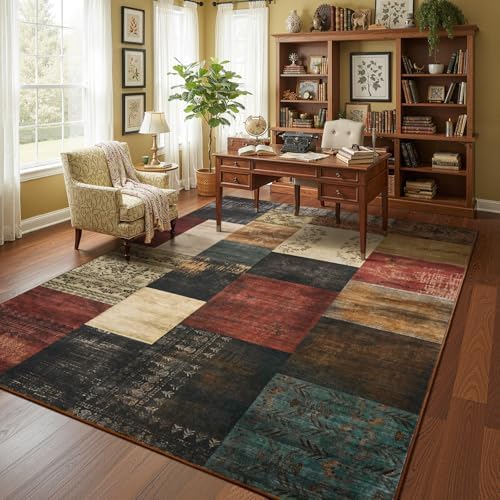 DweIke Washable Area Rugs 8x10 for Living Room, Large Modern Geometric Colorf...