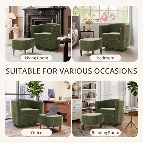 360° Swivel Accent Chair with Storage Ottoman Set of 2