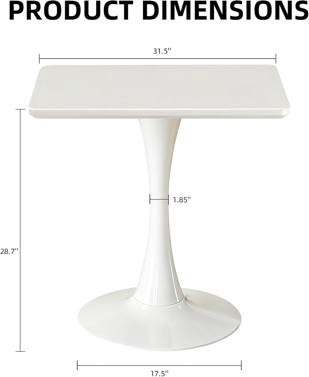 Square Dining Table, 31.5" Tulip Table with Thickened Tabletop & Met...