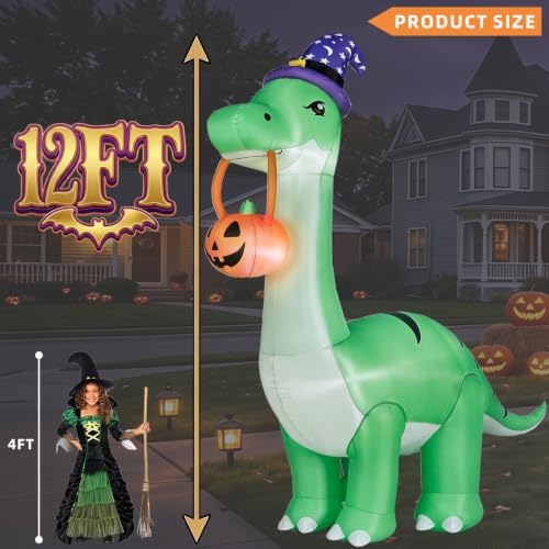 12FT Halloween Inflatable Huge Dinosaur Decorations Outdoor Blow Up