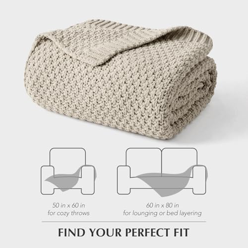 EVERGRACEHOME Chunky Chenille Knit Throw Blanket, 50 x 60, Warm Gray