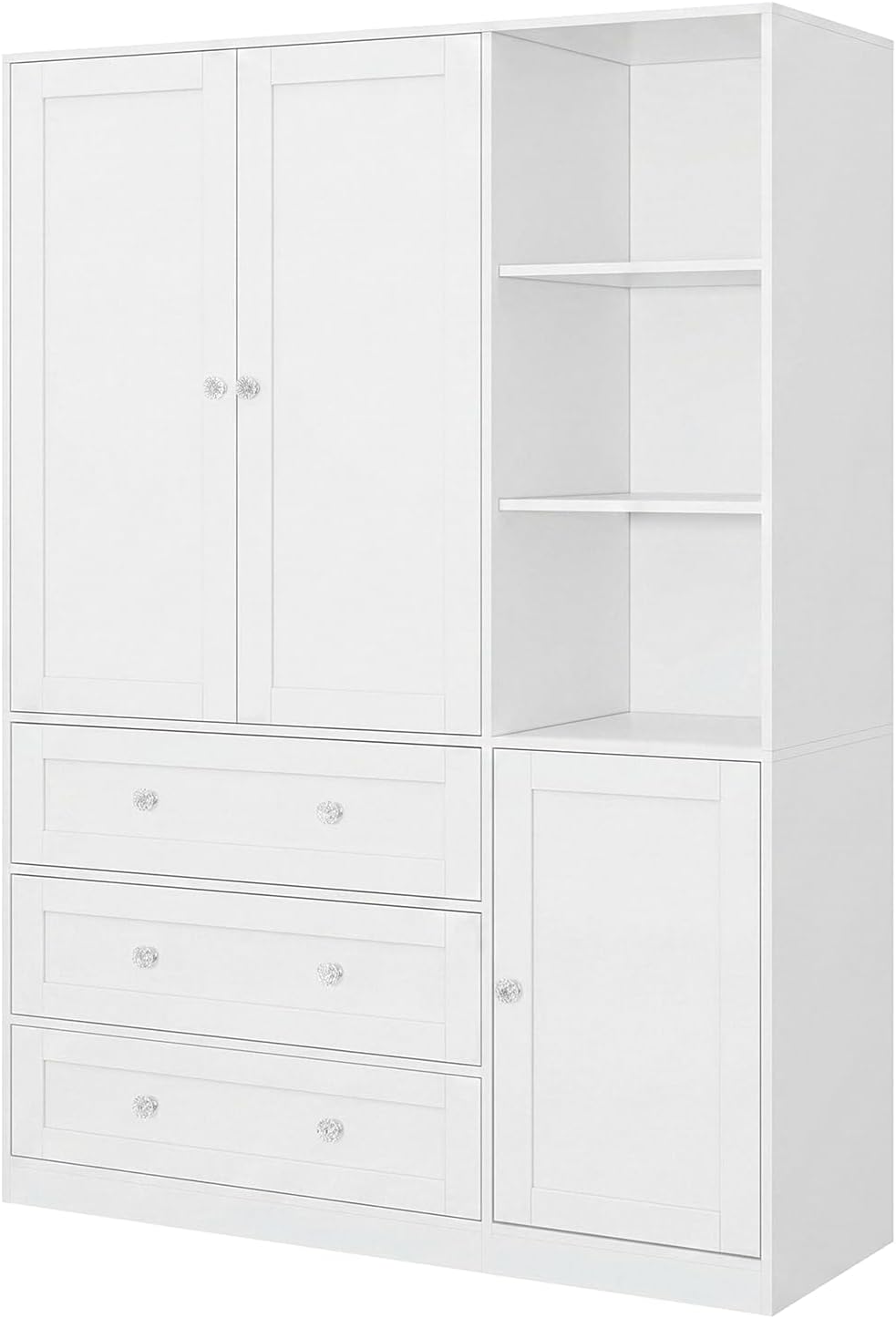 VOWNER 71"H Armoire Wardrobe Closet with Mirror and Open Shelves (2, White)