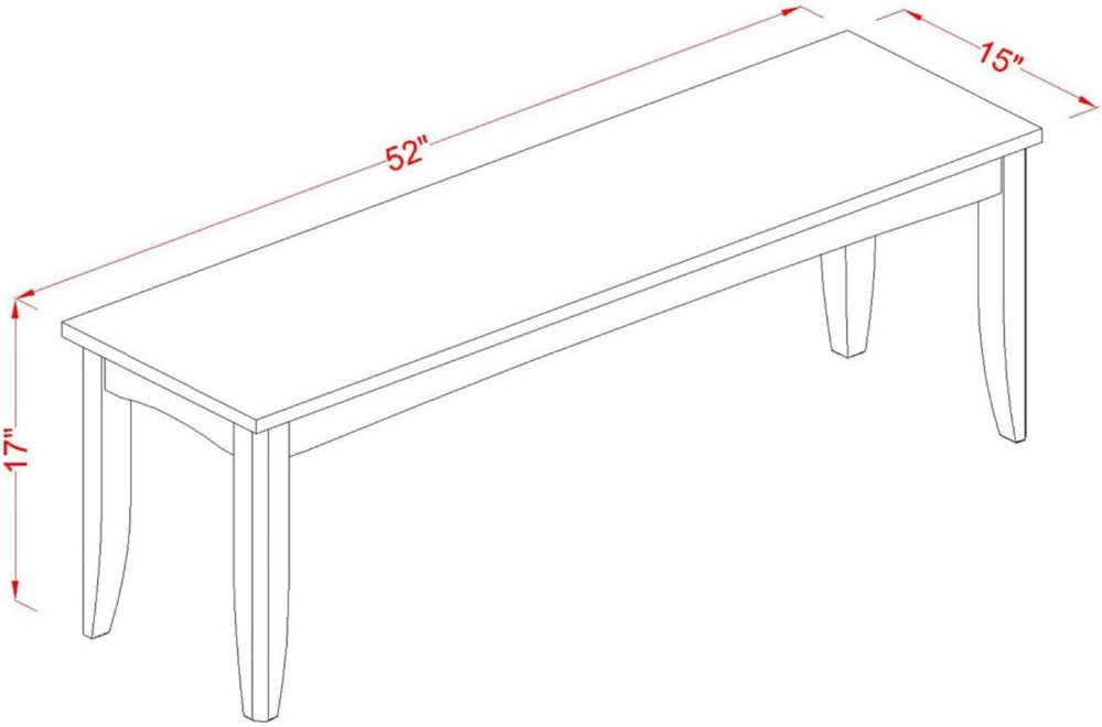 East West Furniture PFB-BLK-W Parfait Dining Room Bench with Solid Wood Seat,...