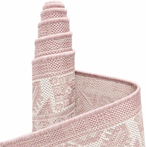 Rugs.com - Outdoor Aztec Rug – 5 Ft Square Pink Stain-Resistant Indoor/Outdoo...