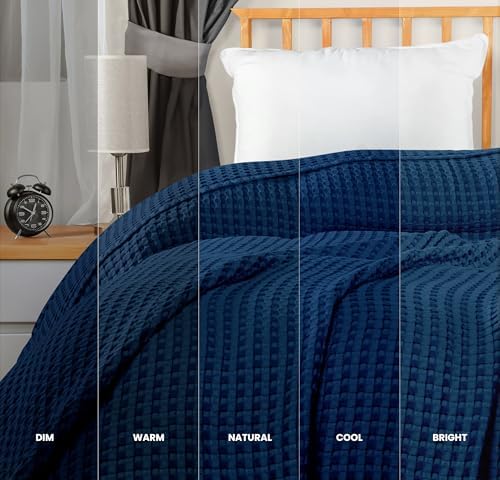 Utopia Bedding 100% Cotton Waffle Blanket King Size Navy, 90x108 Inch