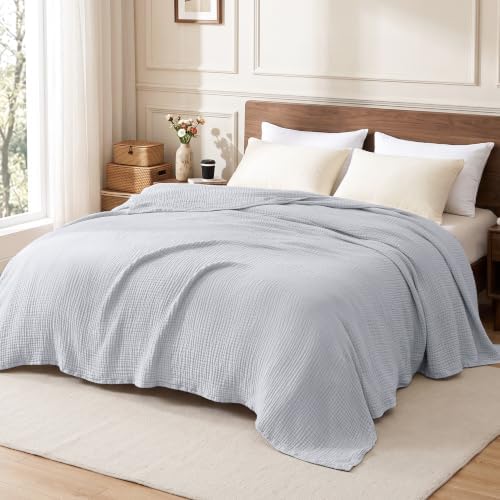 Love's cabin 100% Cotton Muslin Blanket, 6 Layer Lightweight Breathable G...
