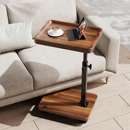 C Table End Table Adjustable Height, 360°Swivel TV Tray Table for Small Space...