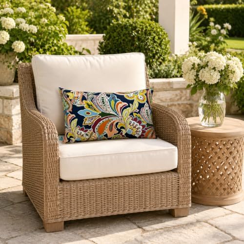 Pack of 2 Patio Lumbar Pillows 12"x20" | Fade Resistant Outdoor Wat...