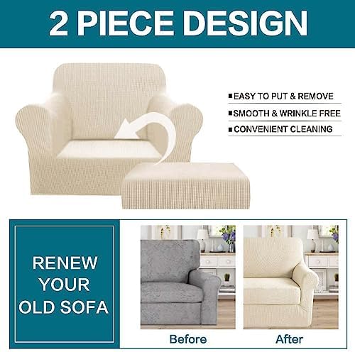 Turquoize 2 Piece Chair Covers for Living Room Armchair Cover Armchair Slipco...