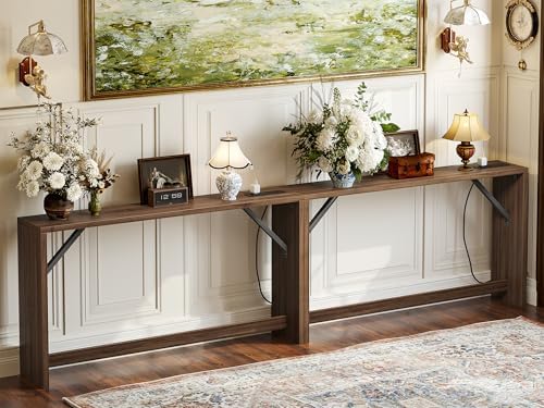 TIQLAB 9.1 Inch Narrow Console Table with Power Outlet,Sofa Table Set of 2,To...