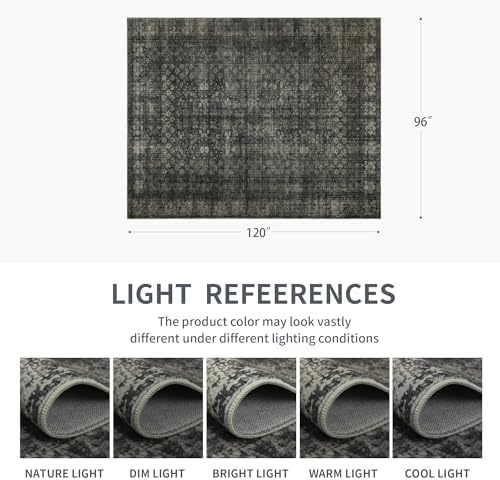 8x10 Vintage Washable Area Rug, Black