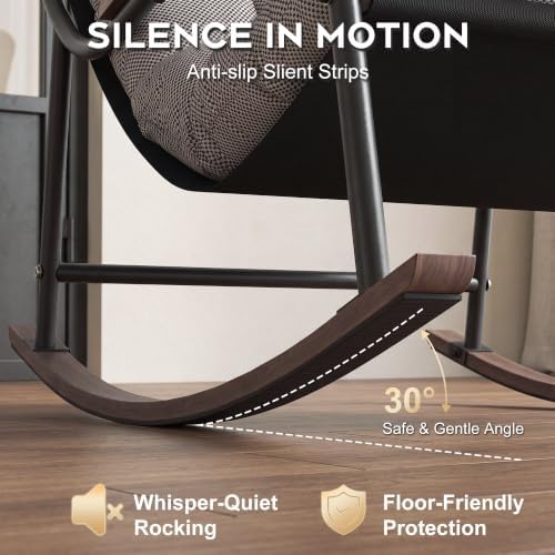 Papasan Rocking Chair with Armrest Outdoor Indoor,Heavy Duty Metal Outdoor Ro...