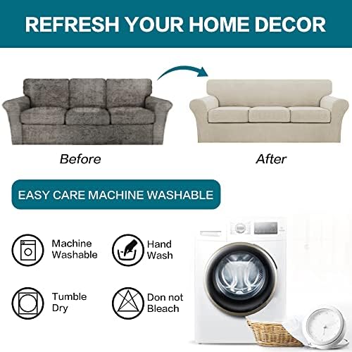 Turquoize 4 Piece Sofa Covers for 3 Cushion Couch Sofa Slipcover Soft Couch C...