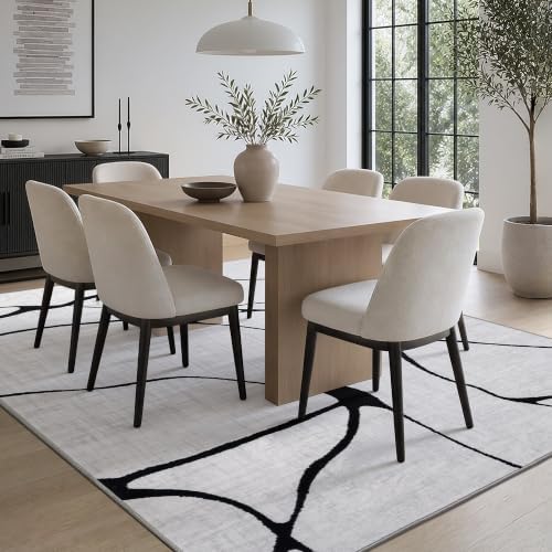 YIHOUSE 8x10 Washable Modern Abstract Black White Area Rug