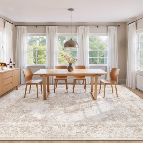 Area Rug 8x10 Vintage Rug: Large Washable Indoor Medallion Rugs Low Pile Dist...