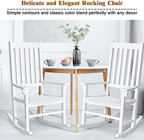GIANTEX Rocking Chair Acacia Wood Frame Outdoor& Indoor for Garden, Lawn,...
