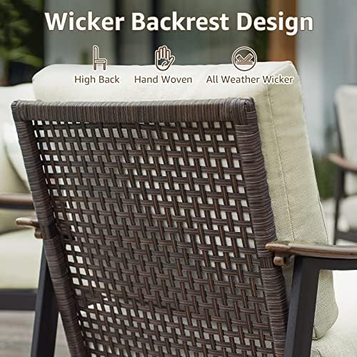 NATURAL EXPRESSIONS Patio Outdoor Chair with Ottoman, Wicker Backrest