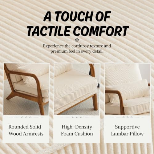 Karl home Mid-Century Modern Accent Reading Chair, Beige