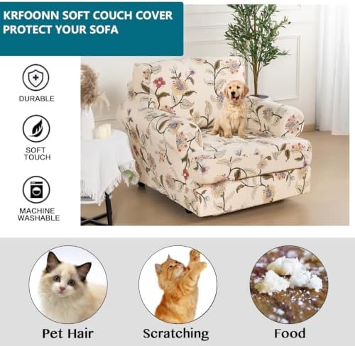 KRFOONN 2 Pieces T Cushion Chair Slipcovers with Arms Stretch Sofa Cover,03