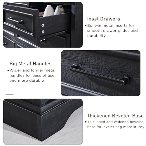 ACCOHOHO 7 Drawer Dresser, 52" Wide Farmhouse Chest for Bedroom, Black