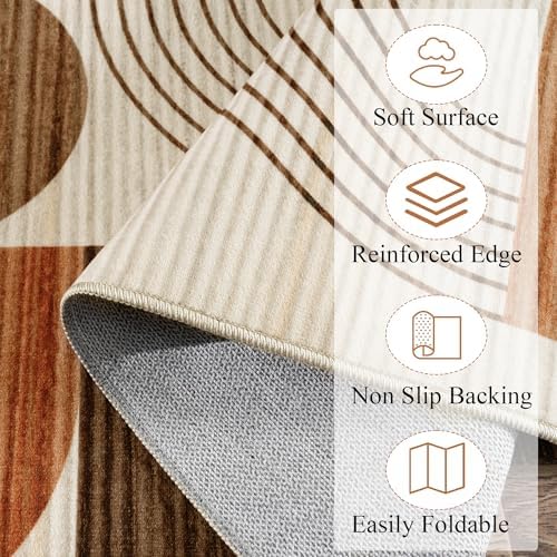 Soft Modern Geometric Abstract Machine Washable Large 8x10 Area Rug