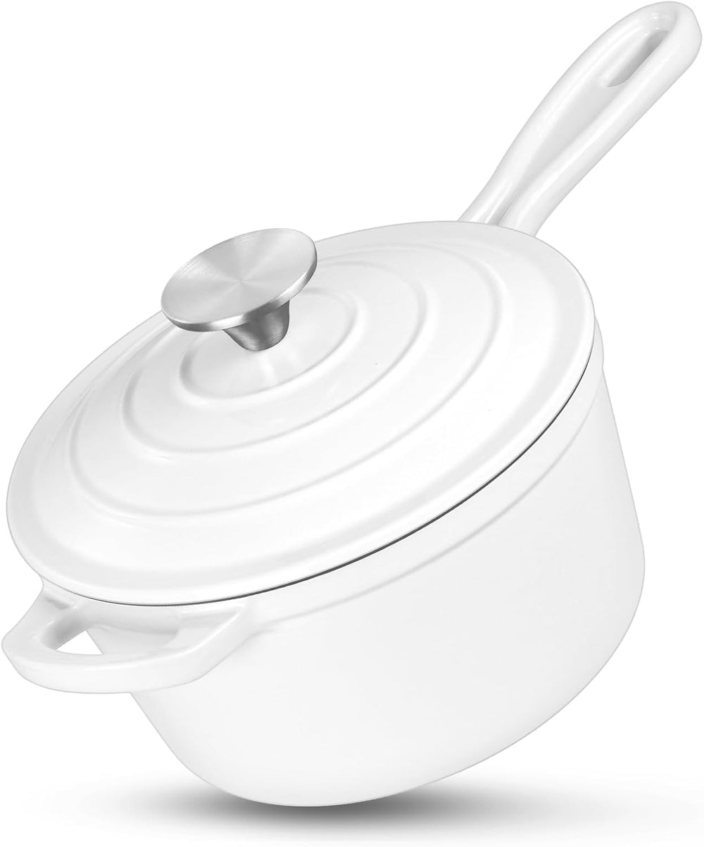 HaSteeL 1 QT Cast Iron Saucepan, Mini Enamel dutch oven