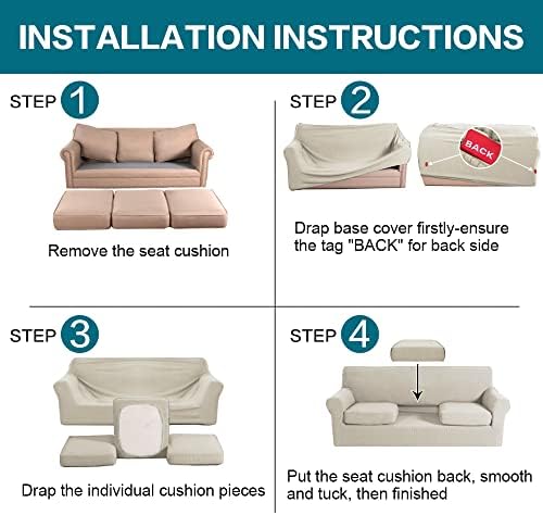 Turquoize 4 Piece Sofa Covers for 3 Cushion Couch Sofa Slipcover Soft Couch C...
