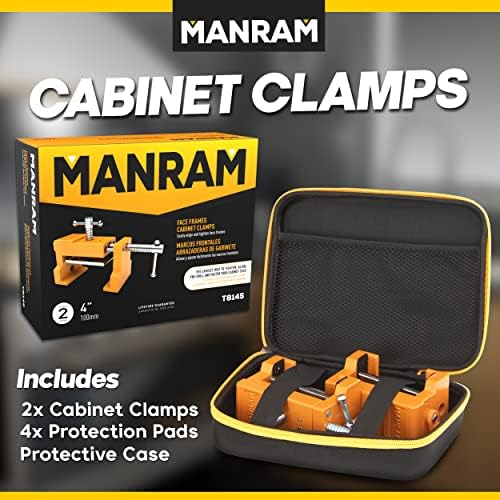 MANRAM Cabinet Clamps 2 Pack, Heavy Duty Cast Steel Face Frame Alignment Tool...