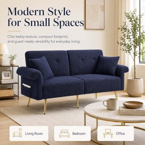 Majnesvon 71" Convertible Folding Sleeper Sofa Couch,Modern Velvet Loves...