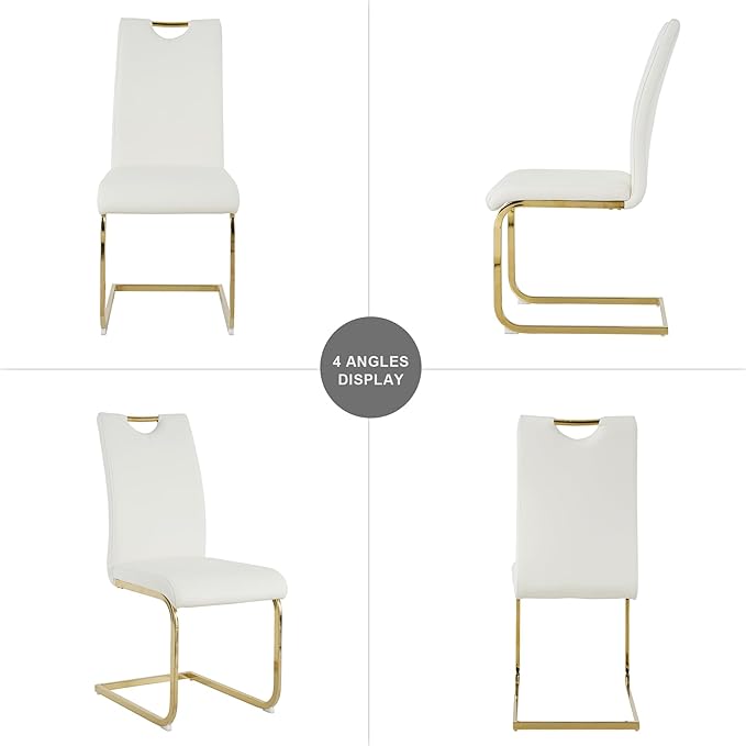 Goujxcy Dining Chairs Set of 6, Modern High Back Kitchen Chairs with Metal Le...