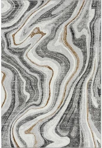 LUXE WEAVERS Marble Patterned Abstract Swirl Gray 5x7 Area Rug