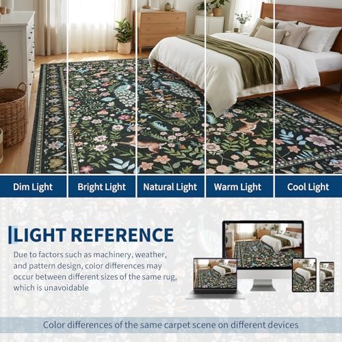 Garvee Area Rug 10x13 Washable Rugs for Living Room Floral Peacock Printed