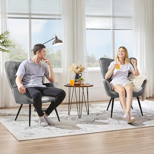 Yaheetech Faux Leather Accent Chair for Living Room Gray