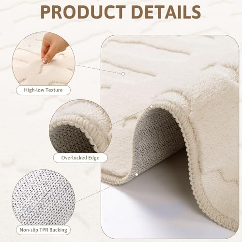 Yamaziot Washable 8x10 Area Rugs for Living Room Textured Non Slip, Beige