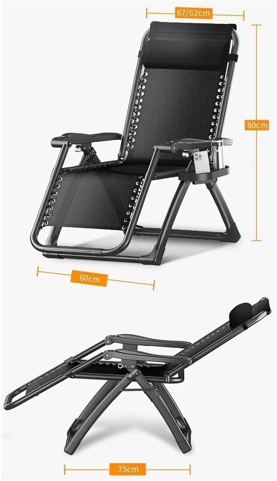 Gravity Lounge Chair Patio Adjustable Sun Lounger Garden Chairs Reclining Fol...