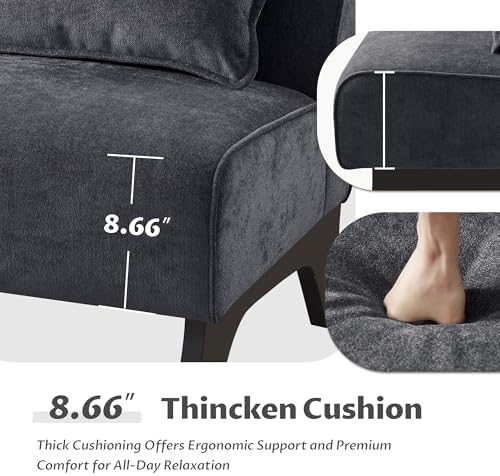 Armless Accent Chair Comfy Upholstered Modern Living Room Side Chair