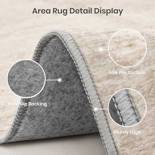 Valenrug 8x10 Area Rugs for Living Room, Large Washable Rug Non Slip Brown