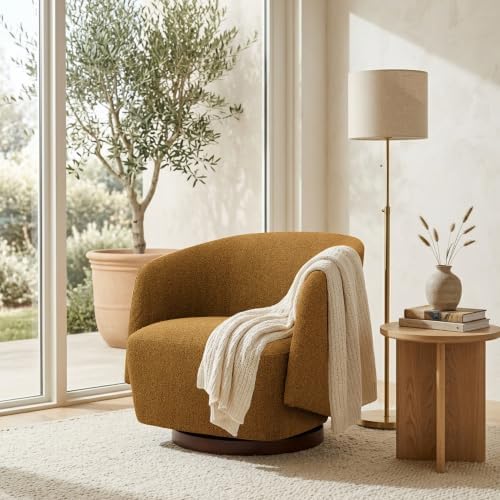 Zihanhome Boucle Swivel Accent Chair, No Assembly Armchair (1, Yellow)