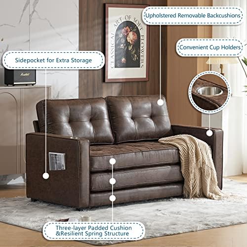 VINGLI Upgraded 64" W 84" L Full Size Futon Sofa Bed, 6" Thick...