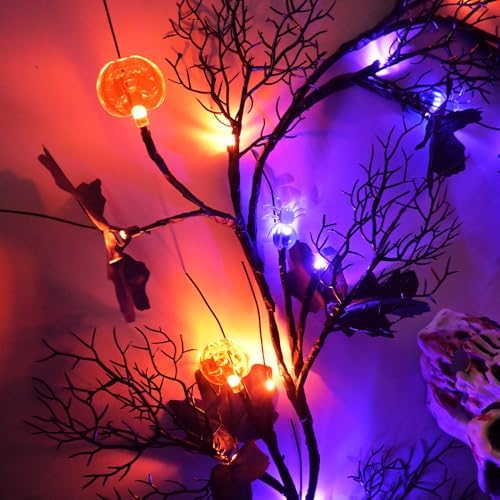 Halloween Garland with Lights 8.86FT 72LED Willow Vine Twig with Timer Black ...