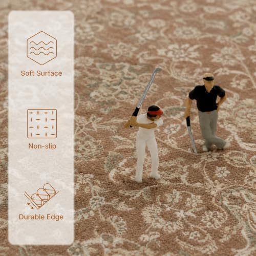 5x7 Area Rug for Living Room Vintage Neutral Washable Rugs