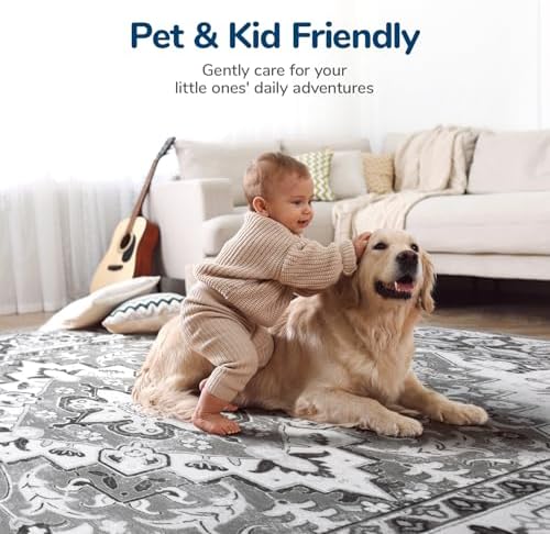 Lessymo 5 x 7 Area Rugs for Living Room, Machine Washable Faux-Wool Rugs
