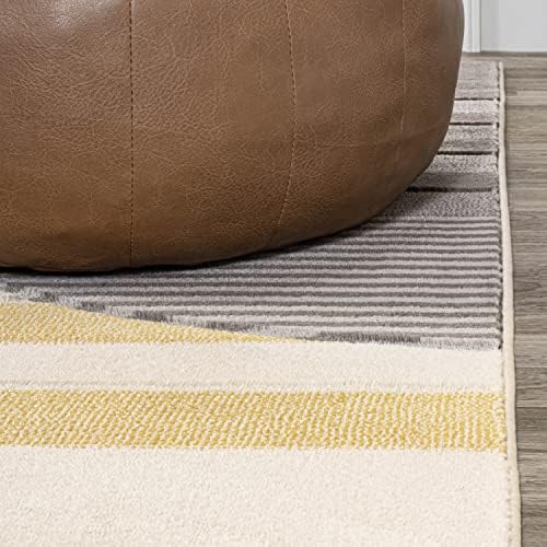 JONATHAN Y Striped Circles Gray/Yellow/Cream Indoor Area Rug 8X10 ft, Nicky G...