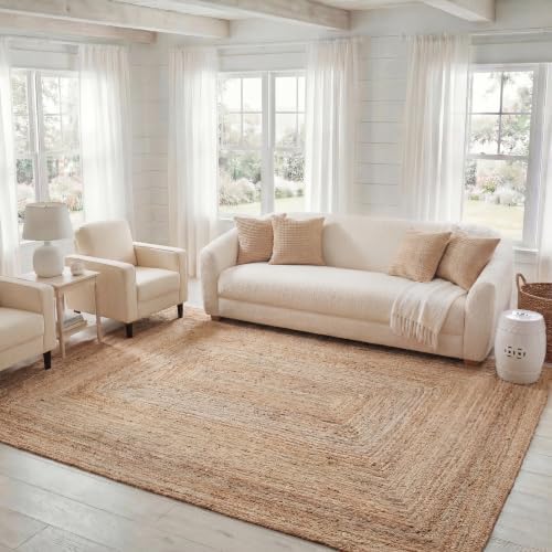 SAFAVIEH Area Rug 6x9 - Cape Cod Collection - Natural Brown, Handmade Braided Flat Weave Jute (CAP252A)