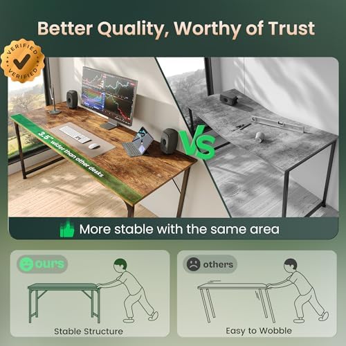 Huuger Computer Desk, 55 Inch Home Office Desk, Gaming Writing Work from Home...