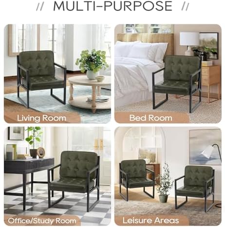 MALOL Modern Accent Chair, Accent Arm Chair for Living Room, Comfy Leather Ar...