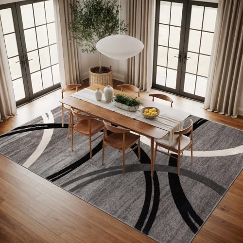 Rugshop Wavy Circles Non-Shedding Living Room Area Rug Gray 7'10" x ...