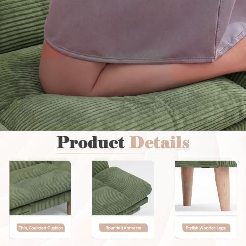 Homall 67'' Convertible Futon Sofa Bed, Modern Corduroy Loveseat, Olive