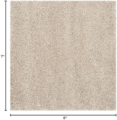 SAFAVIEH California Shag Collection Area Rug - 6'7" Square, Beige, N...