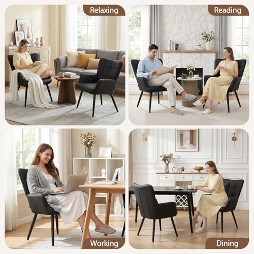Furniliving PU Leather Armchair, Modern Mid Century Accent Chair with Backres...